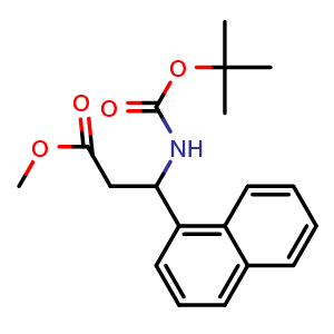 Chemical structure of Methyl 3-((tert-butoxycarbonyl)amino)-3-(naphthalen-1-yl)propanoate , CAS 1462993-93-6, AChemBlock W171786