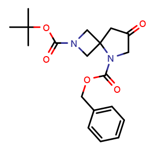 Chemical structure of O5-benzyl O2-tert-butyl 7-oxo-2,5-diazaspiro[3.4]octane-2,5-dicarboxylate , CAS 2680895-59-2, AChemBlock W171788