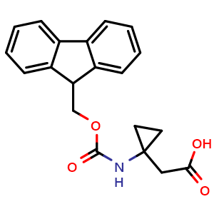 Chemical structure of 1-(Fmoc-amino)cyclopropaneacetic acid , CAS 1219953-64-6, AChemBlock W171805
