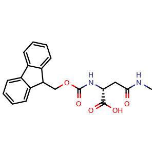 Chemical structure of (R)-2-(Fmoc-amino)-4-(methylamino)-4-oxobutanoic acid , CAS 1346981-06-3, AChemBlock W171809