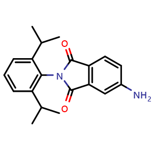 Chemical structure of 5-amino-2-(2,6-diisopropylphenyl)isoindoline-1,3-dione , CAS 100823-03-8, AChemBlock W171814