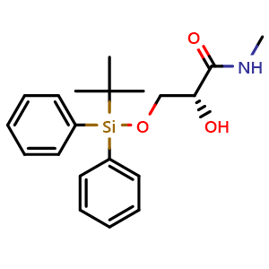 Chemical structure of (2R)-3-[tert-butyl(diphenyl)silyl]oxy-2-hydroxy-N-methyl-propanamide , CAS 2891580-41-7, AChemBlock W171821