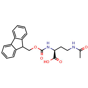 Chemical structure of (S)-2-(Fmoc-amino)-4-(acetylamino)butanoic acid , CAS 1220955-83-8, AChemBlock W171837