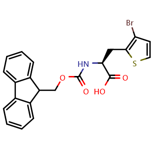 Chemical structure of Fmoc-3-(3-bromothiophen-2-yl)-L-alanine , CAS 1997455-67-0, AChemBlock W171852