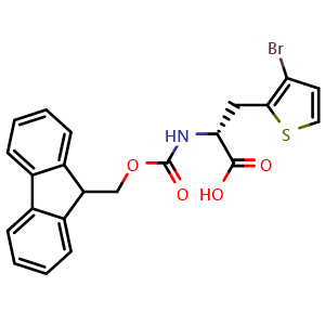 Chemical structure of Fmoc-3-(3-bromothiophen-2-yl)-D-alanine , CAS 1998625-51-6, AChemBlock W171853
