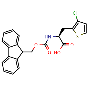 Chemical structure of Fmoc-3-(3-chlorothiophen-2-yl)-L-alanine , CAS 1998574-24-5, AChemBlock W171854