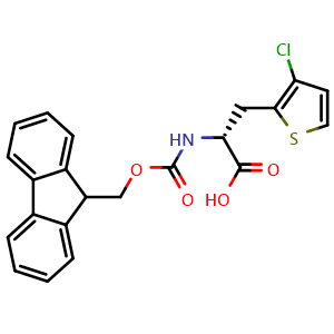 Chemical structure of Fmoc-3-(3-chlorothiophen-2-yl)-D-alanine , CAS 1998591-86-8, AChemBlock W171855