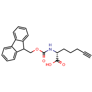Chemical structure of (R)-2-(Fmoc-amino)-hept-6-ynoic acid , CAS 1198791-55-7, AChemBlock W171859