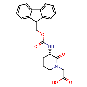 Chemical structure of (S)-3-(Fmoc-amino)-1-(carboxymethyl)-2-oxopiperidine , CAS 215190-25-3, AChemBlock W171861