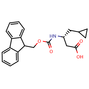 Chemical structure of (R)-b-(Fmoc-amino)cyclopropanebutanoic acid , CAS 2349386-10-1, AChemBlock W171863