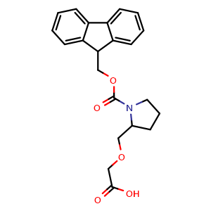 Chemical structure of N-Fmoc-2-(pyrrolidin-2-ylmethoxy)acetic acid , CAS 1823436-89-0, AChemBlock W171866