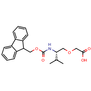 Chemical structure of N-Fmoc-(S)-2-(2-amino-3-methylbutoxy)acetic acid , CAS 2413251-75-7, AChemBlock W171870