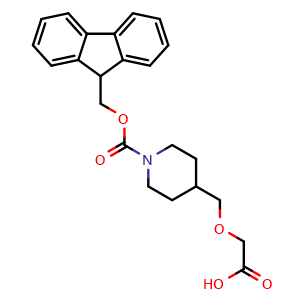 Chemical structure of N-Fmoc-2-(piperidin-4-ylmethoxy)acetic acid , CAS 2219379-94-7, AChemBlock W171883