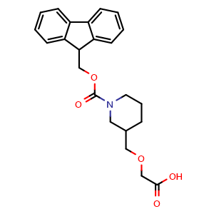 Chemical structure of N-Fmoc-2-(piperidin-3-ylmethoxy)acetic acid , CAS 2137856-10-9, AChemBlock W171884