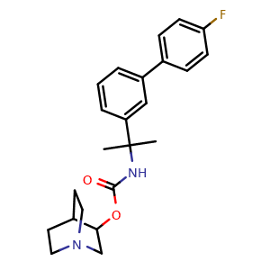 Chemical structure of quinuclidin-3-yl (2-(4'-fluoro-[1,1'-biphenyl]-3-yl)propan-2-yl)carbamate , CAS 1401090-10-5, AChemBlock W171885