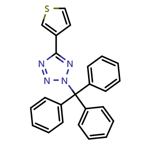 Chemical structure of 5-(thiophen-3-yl)-2-trityl-2H-tetrazole , CAS 908588-09-0, AChemBlock W171895