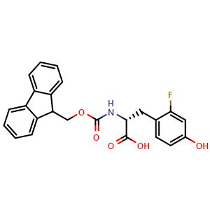 Chemical structure of N-Fmoc-2-fluoro-D-tyrosine , CAS 1997456-24-2, AChemBlock W171896