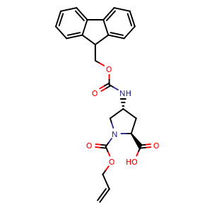 Chemical structure of (4R)-4-(Fmoc-amino)-1-allyloxycarbonyl-L-proline , CAS 2250027-06-4, AChemBlock W171902