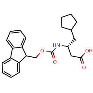 Chemical structure of (R)-3-(Fmoc-amino)-4-cyclopentylbutanoic acid , CAS 2350023-97-9, AChemBlock W171909