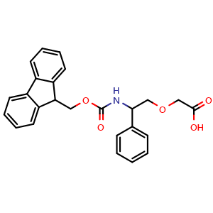 Chemical structure of N-Fmoc-2-(2-amino-2-phenylethoxy)acetic acid , CAS 2352664-86-7, AChemBlock W171923