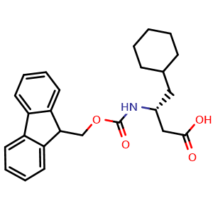 Chemical structure of (R)-3-(Fmoc-amino)-4-cyclohexylbutanoic acid , CAS 2219354-02-4, AChemBlock W171934