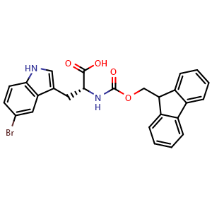 Chemical structure of N-Fmoc-5-bromo-D-tryptophan , CAS 2225708-44-9, AChemBlock W171938