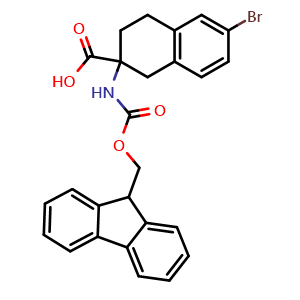 Chemical structure of 2-(Fmoc-amino)-6-bromo-1,2,3,4-tetrahydro-2-naphthalenecarboxylic acid , CAS 659737-06-1, AChemBlock W171940