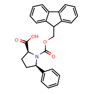 Chemical structure of N-Fmoc-(2S,5R)-5-phenylpyrrolidine-2-carboxylic acid , CAS 215190-21-9, AChemBlock W171942