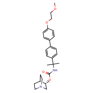 Chemical structure of (S)-quinuclidin-3-yl (2-(4'-(2-methoxyethoxy)-[1,1'-biphenyl]-4-yl)propan-2-yl)carbamate , CAS 1580438-23-8, AChemBlock W171957