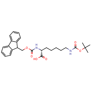 Chemical structure of (R)-2-(Fmoc-amino)-7-(Boc-amino)heptanoic acid , CAS 1434054-86-0, AChemBlock W171970