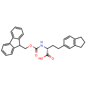 Chemical structure of (R)-2-(Fmoc-amino)-4-(indan-5-yl)butanoic acid , CAS 2350088-31-0, AChemBlock W171983
