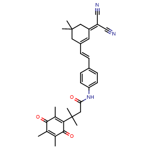 (E)-N-(4-(2-(3-(dicyanomethylene)-5,5-dimethylcyclohex-1-en-1-yl)vinyl)phenyl)-3-methyl-3-(2,4,5-trimethyl-3,6-dioxocyclohexa-1,4-dien-1-yl)butanamide