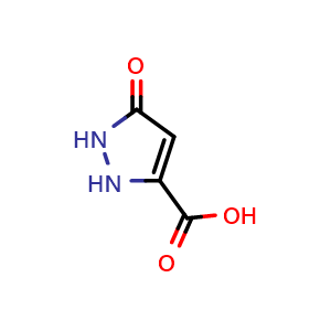 Chemical structure of 5-oxo-1,2-dihydropyrazole-3-carboxylic acid , CAS 37832-55-6, AChemBlock W172040