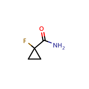 Chemical structure of 1-fluorocyclopropanecarboxamide , CAS 1445685-01-7, AChemBlock W172043