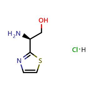 Chemical structure of (S)-2-amino-2-(thiazol-2-yl)ethanol hydrochloride , CAS 2682097-11-4, AChemBlock W172054