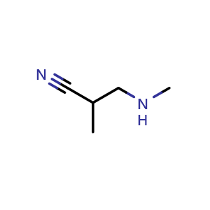 Chemical structure of 2-methyl-3-(methylamino)propanenitrile , CAS 50840-30-7, AChemBlock W172058