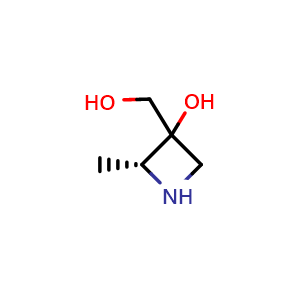 Chemical structure of (2R)-3-(hydroxymethyl)-2-methyl-azetidin-3-ol , CAS 2920319-68-0, AChemBlock W172067