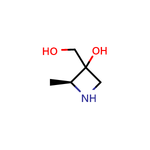 Chemical structure of (2S)-3-(hydroxymethyl)-2-methyl-azetidin-3-ol , CAS 2920319-12-4, AChemBlock W172068