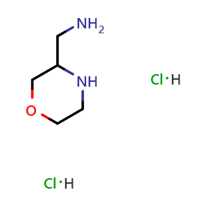 Chemical structure of Morpholin-3-ylmethanamine dihydrochloride , CAS 1157076-33-9, AChemBlock W172076