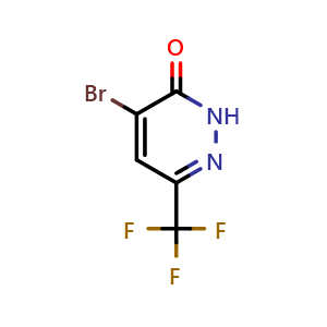 Chemical structure of 5-bromo-3-(trifluoromethyl)-1H-pyridazin-6-one , CAS 1073525-70-8, AChemBlock W172078