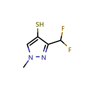 Chemical structure of 3-(difluoromethyl)-1-methyl-pyrazole-4-thiol , CAS 2055255-83-7, AChemBlock W172094
