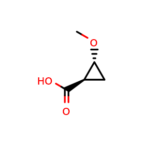 Chemical structure of (1R,2R)-2-methoxycyclopropanecarboxylic acid , CAS 1932196-47-8, AChemBlock W172112