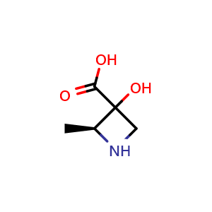 Chemical structure of (2S)-3-hydroxy-2-methyl-azetidine-3-carboxylic acid , CAS 2920318-62-1, AChemBlock W172118