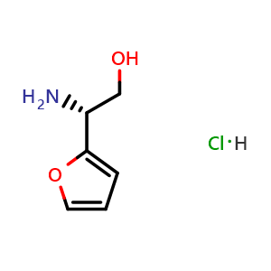 Chemical structure of (R)-2-amino-2-(furan-2-yl)ethan-1-ol hydrochloride , CAS 2829279-63-0, AChemBlock W172126