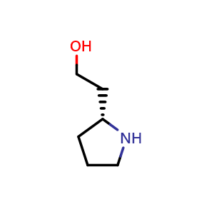 Chemical structure of 2-[(2R)-pyrrolidin-2-yl]ethanol , CAS 63847-40-5, AChemBlock W172157