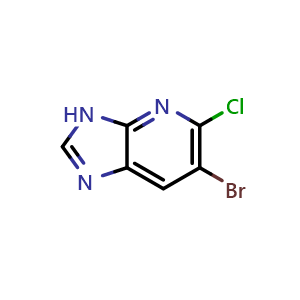 Chemical structure of 6-bromo-5-chloro-3H-imidazo[4,5-b]pyridine , CAS 83472-63-3, AChemBlock W172190