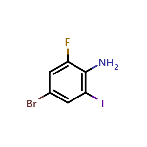 Chemical structure of 4-bromo-2-fluoro-6-iodoaniline , CAS 1201149-19-0, AChemBlock W172200