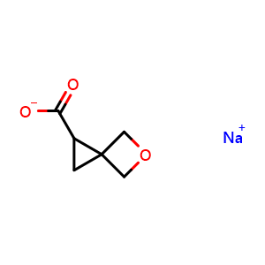 Chemical structure of 5-oxaspiro[2.3]hexane-1-carboxylic acid;sodium salt , CAS 2891597-87-6, AChemBlock W172232