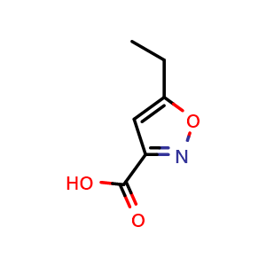 Chemical structure of 5-ethyl-isoxazole-3-carboxylicacid , CAS 52320-59-9, AChemBlock W172235