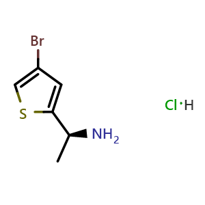 Chemical structure of (1S)-1-(4-bromothiophen-2-yl)ethan-1-amine hydrochloride , CAS 2682097-56-7, AChemBlock W172240